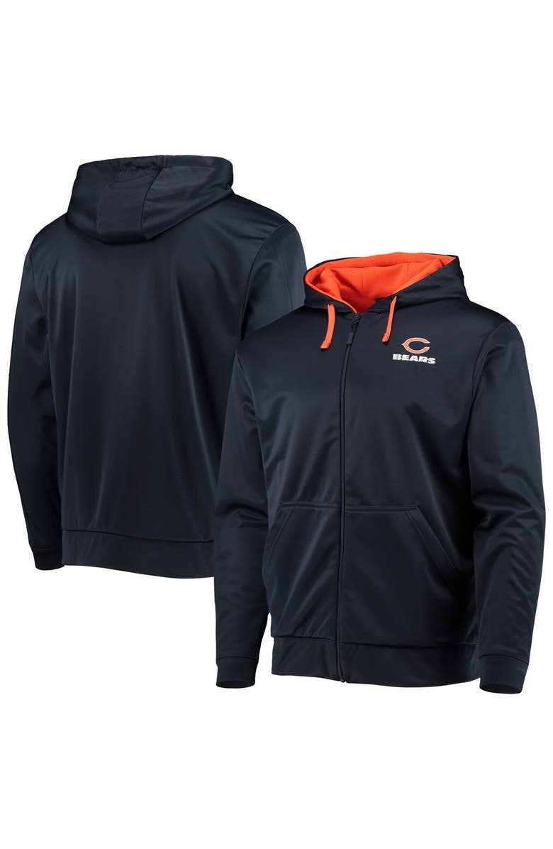 DUNBROOKE Men's Dunbrooke Navy/Orange Chicago Bears Apprentice Full-Zip Hoodie, Main, color, Navy