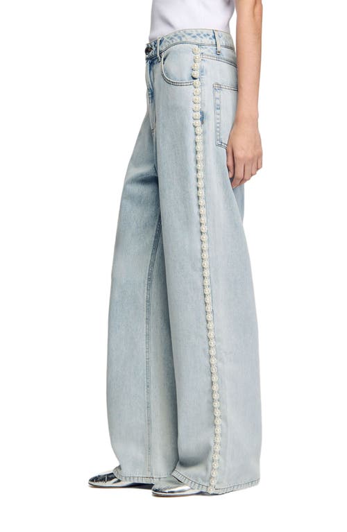 Sandro Beaded Jeans In Light Bu Jean