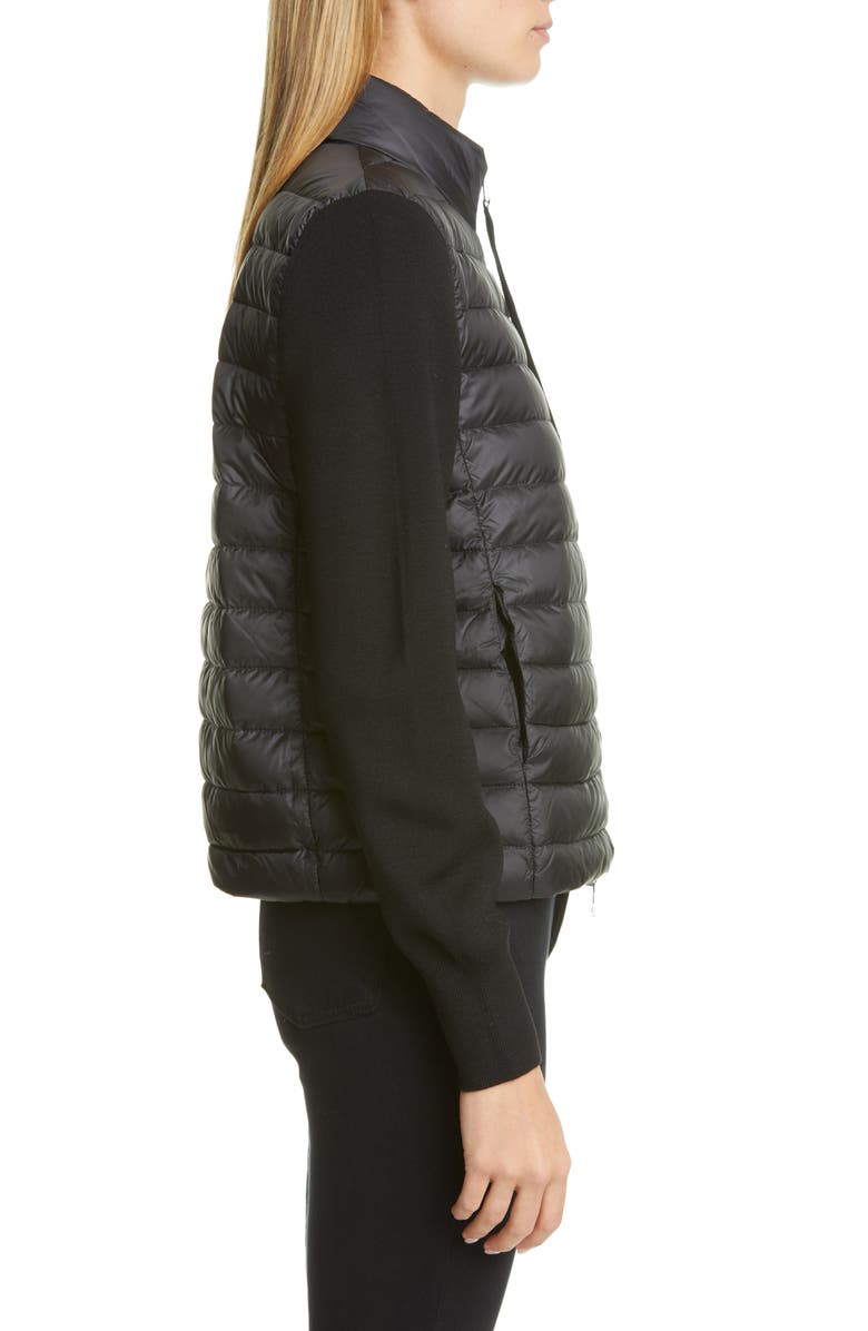 Moncler Quilted Down & Wool Short Jacket, Alternate, color, 
