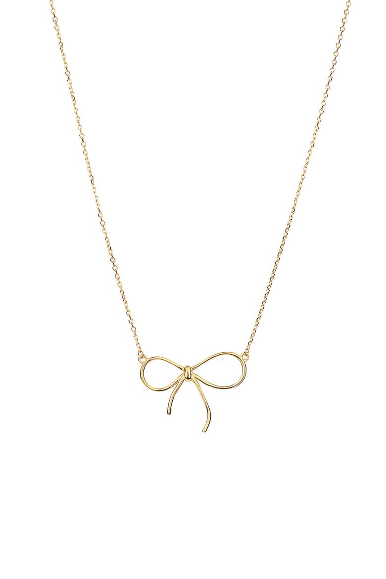 Sterling Silver 18k Gold Plated Colette Bow Necklace Dainty Trendy, Main, color, Gold