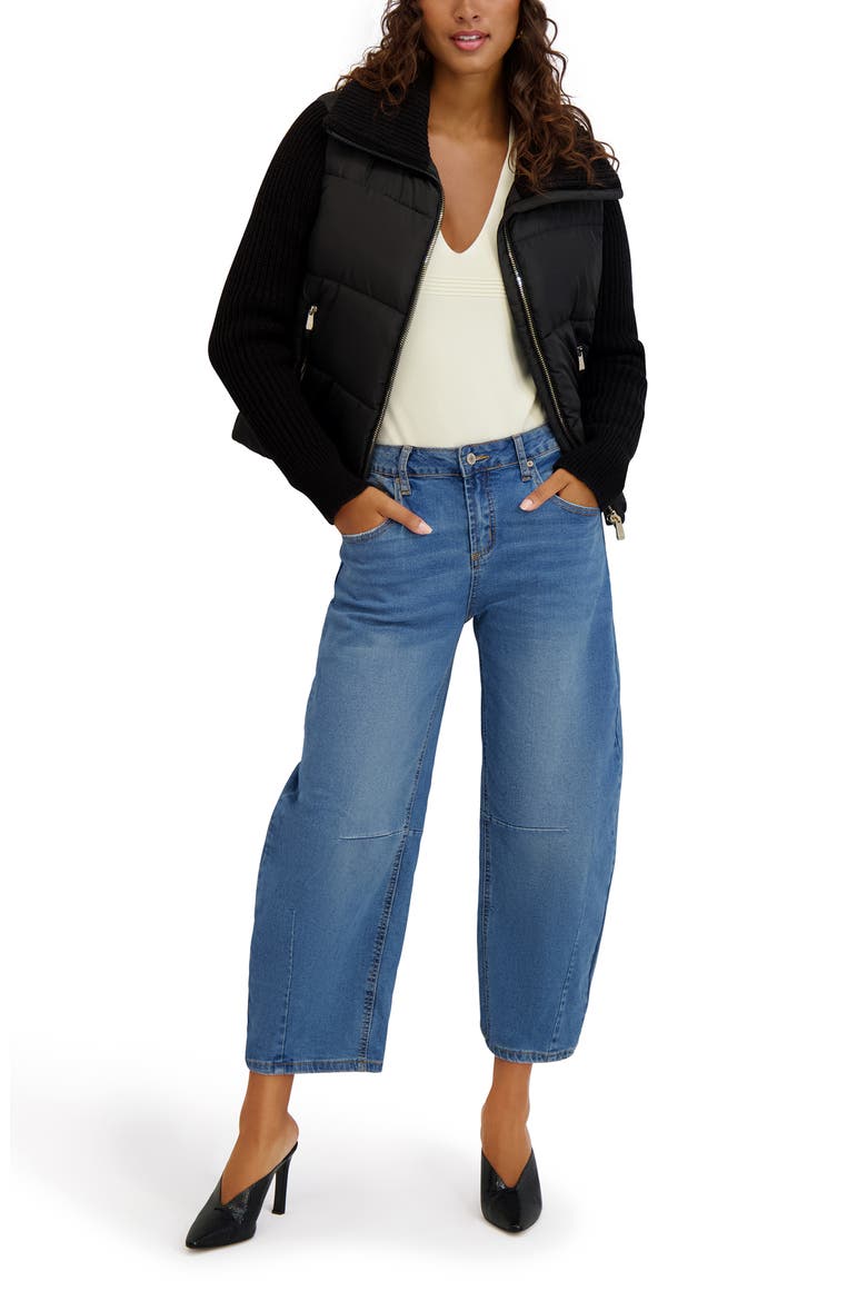 Knit Sleeve Quilted Core Jacket, Alternate, color, BLACK