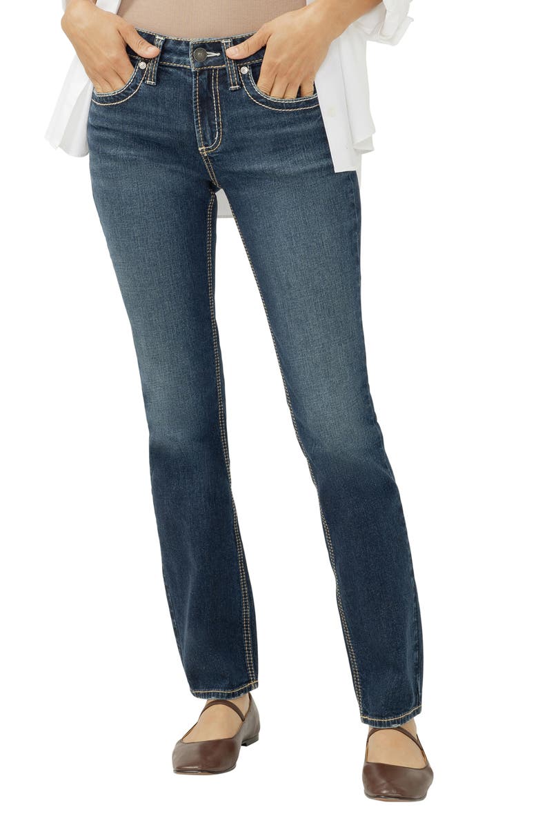 Silver Jeans Co. Suki Curvy Mid Rise Straight Leg Jeans, Main, color, Aubrey