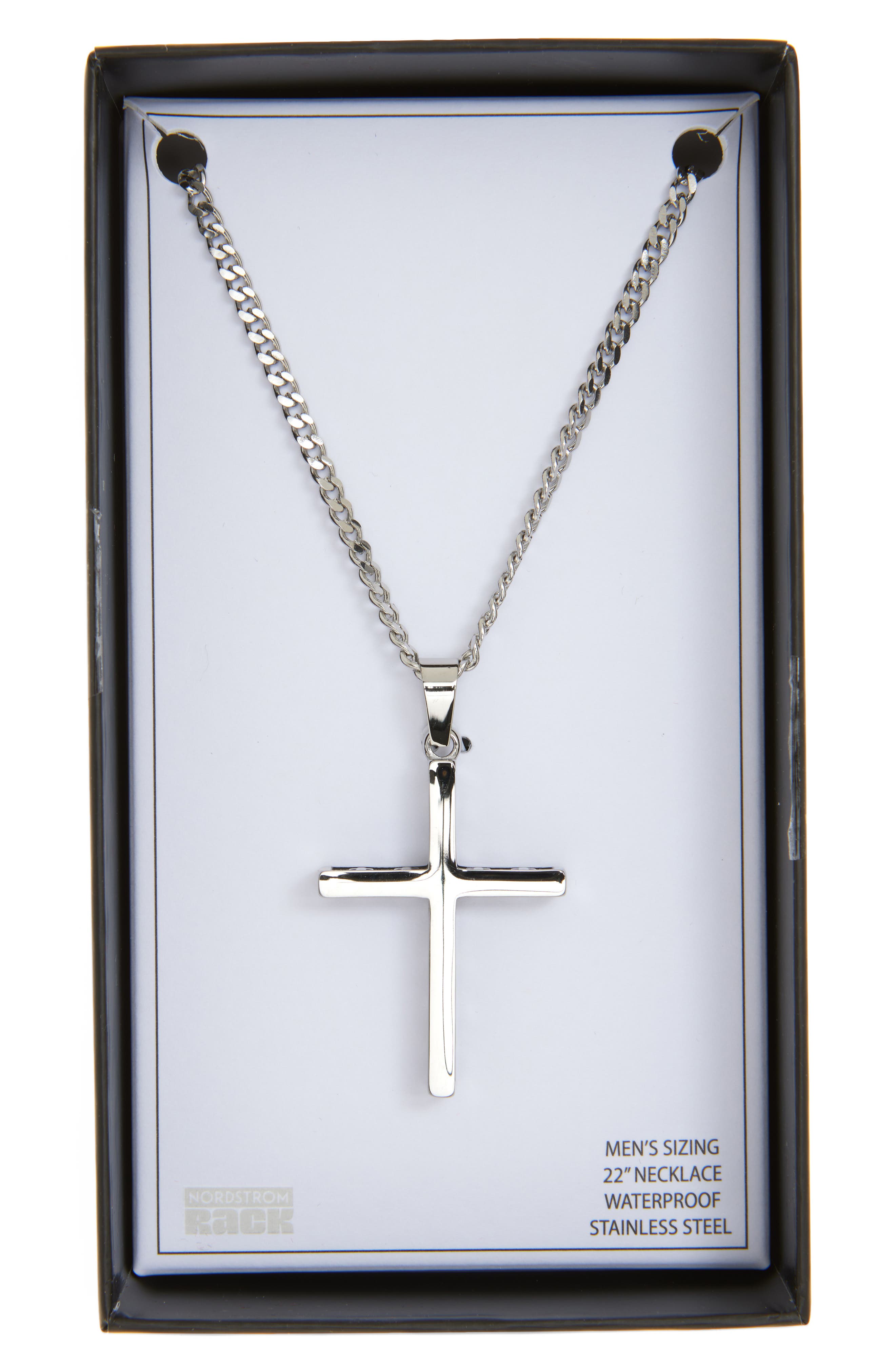 NORDSTROM RACK Men's Waterproof Edge Cross Pendant Necklace