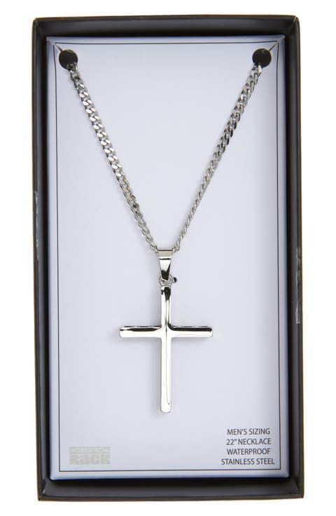 Men's Waterproof Edge Cross Pendant Necklace