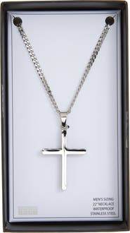 NORDSTROM RACK Men's Waterproof Edge Cross Pendant Necklace