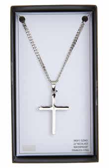 NORDSTROM RACK Men's Waterproof Edge Cross Pendant Necklace