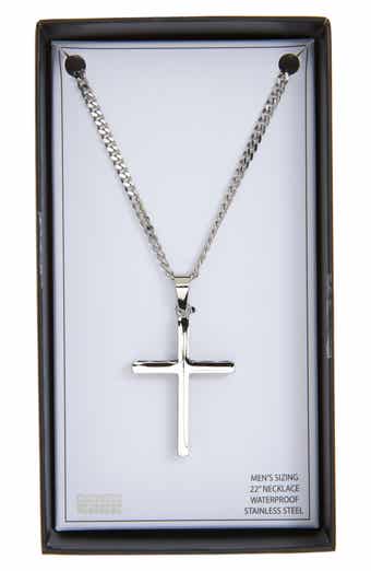 NORDSTROM RACK Men's Waterproof Edge Cross Pendant Necklace