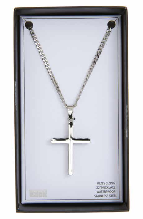 NORDSTROM RACK Men's Waterproof Edge Cross Pendant Necklace