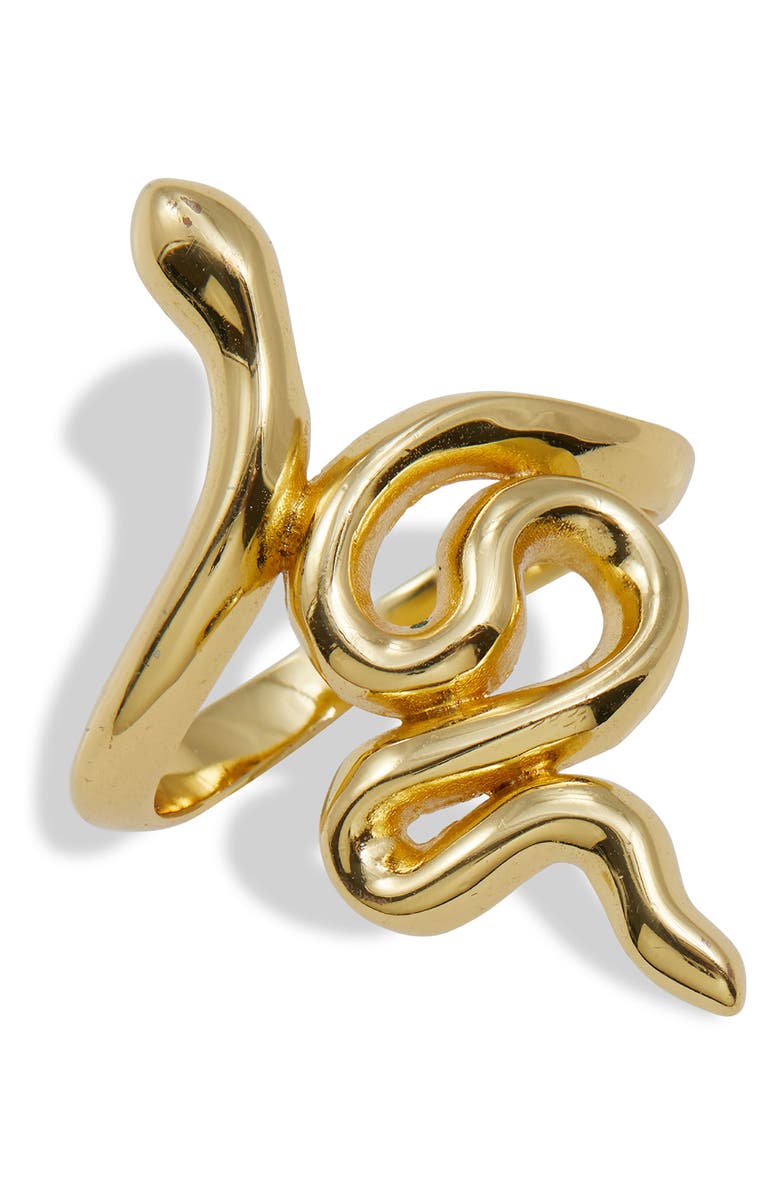 SAVVY CIE JEWELS 18K Yellow Gold Vermeil Snake Ring, Main, color,