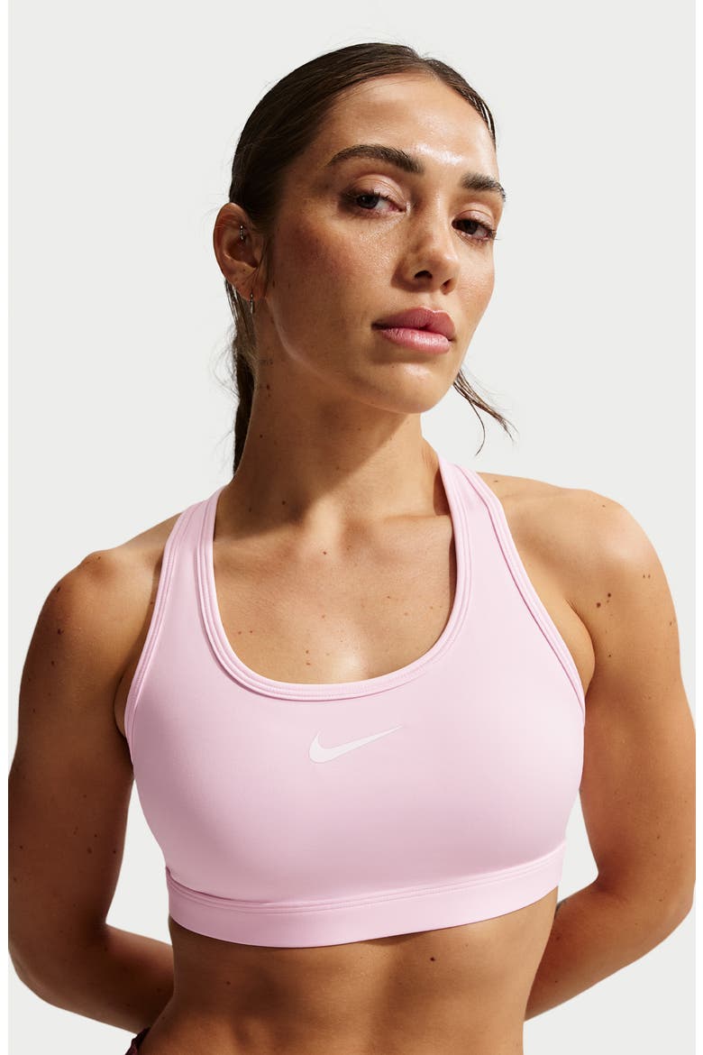Dri-FIT Swoosh Medium Support Padded Sports Bra, Alternate, color, PINK FOAM/ STONE MAUVE/ WHITE