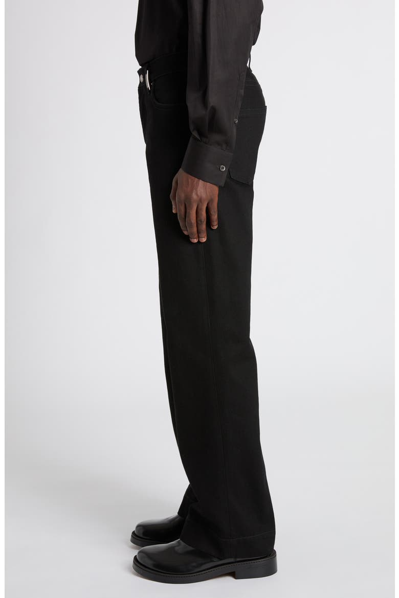 Skull Detail Wide Leg Jeans, Alternate, color, BLACK