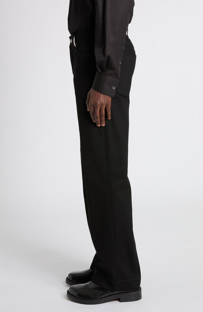 McQueen Skull Detail Wide Leg Jeans, Alternate, color, Black