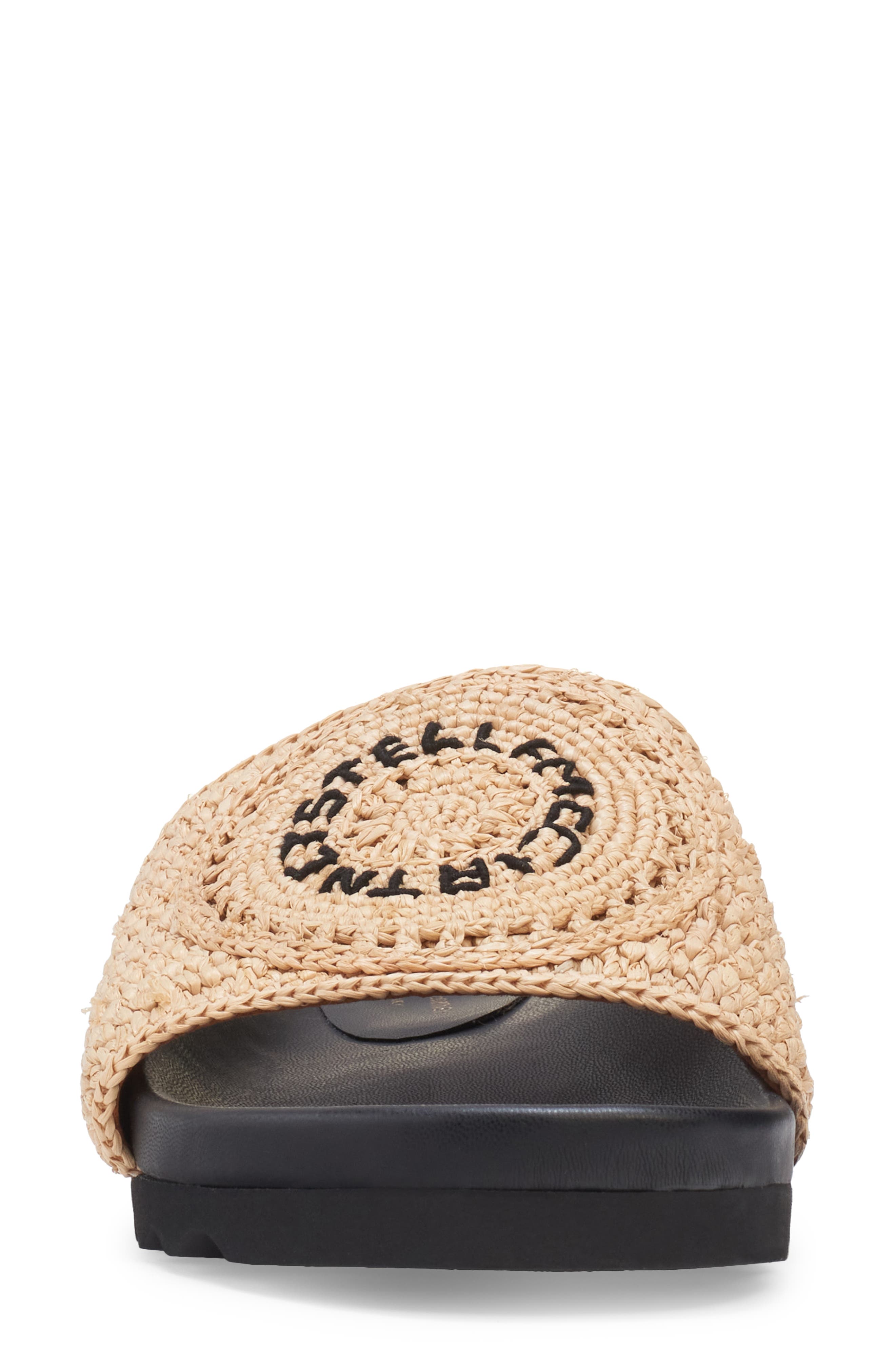 Elysa Raffia Slide Sandal, Alternate, color, NATURAL/ BLACK