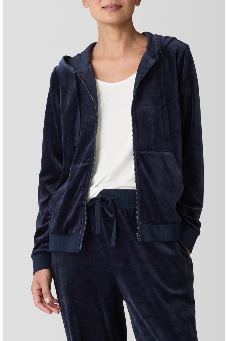 Velour Zip-Up Hoodie, Main, color, INK