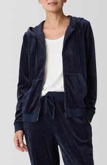 Eileen Fisher Velour Zip-Up Hoodie