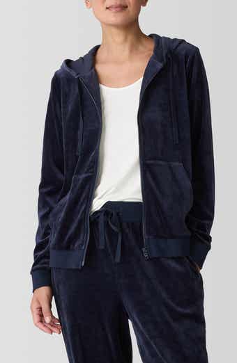 Eileen Fisher Velour Zip-Up Hoodie