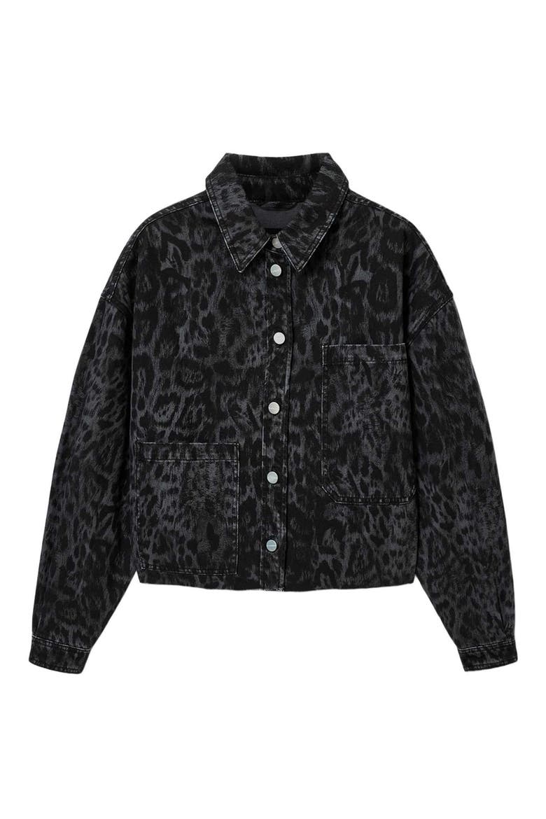 Leopard Denim Jacket, Alternate, color, LEPPO BLACK