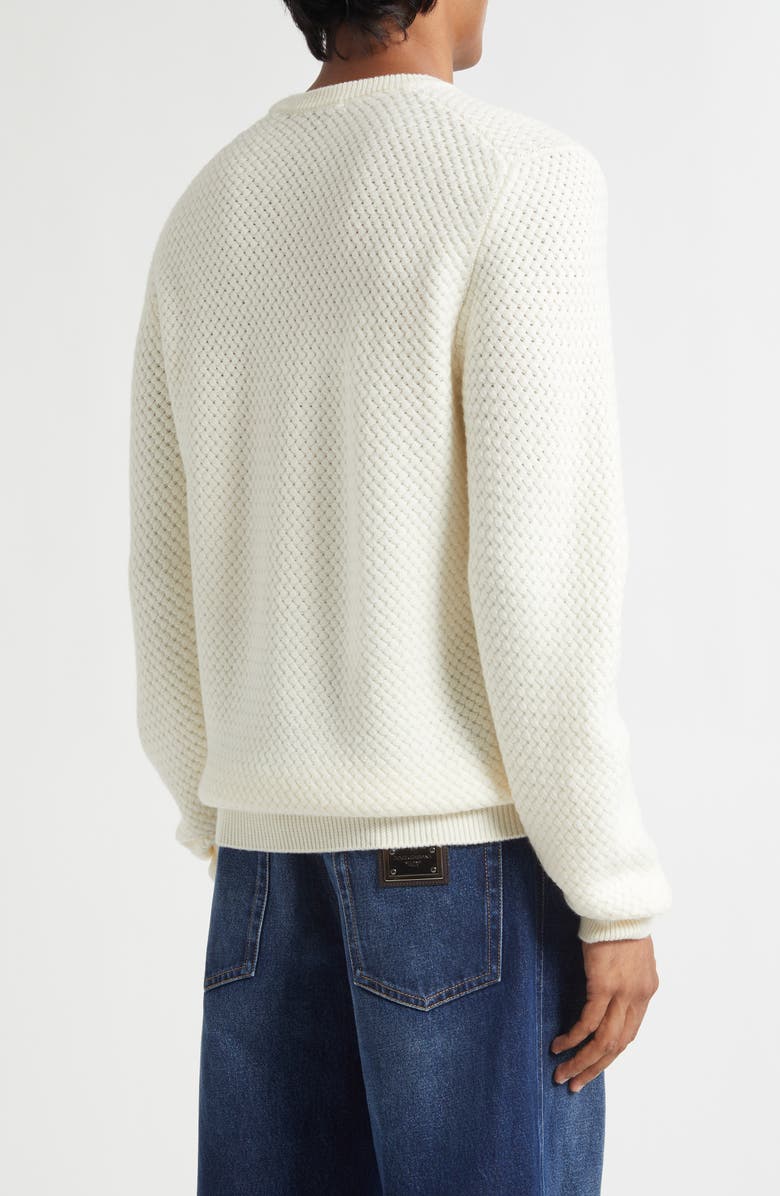 Dolce&Gabbana Virgin Wool Waffle Knit Sweater, Alternate, color, W4335 Bianco Brillante