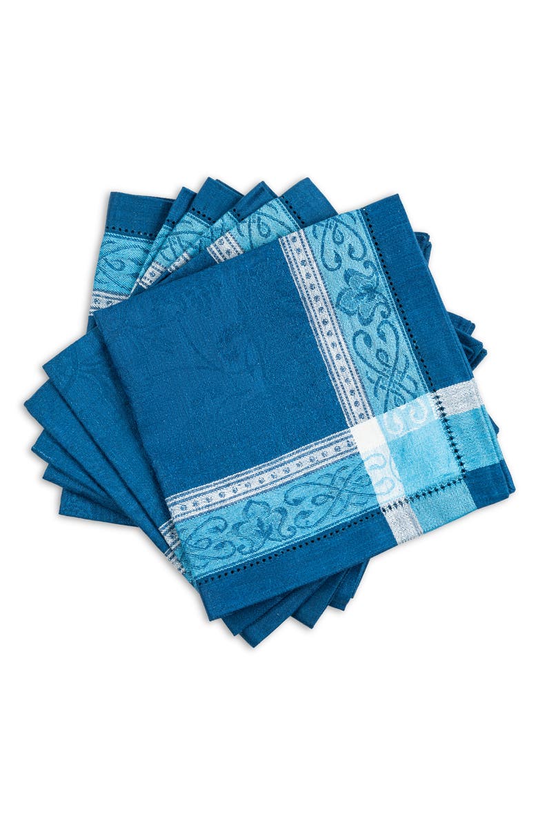 FRENCH HOME 6-Pack Astra Linen Napkins, Alternate, color, Shades Of Blue