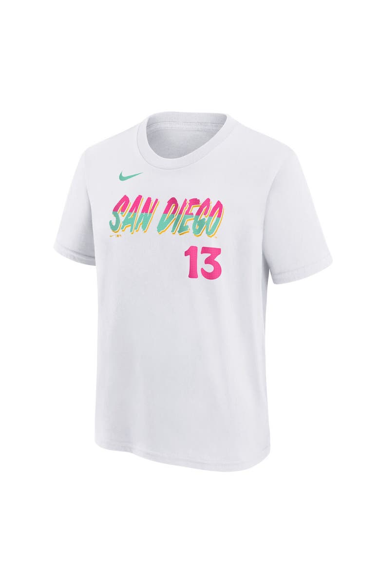 Nike Youth Nike Manny Machado White San Diego Padres Fuse City Connect Name & Number T-Shirt, Alternate, color, 