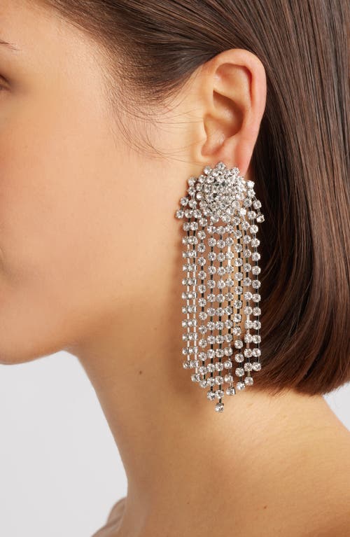 Kenneth Jay Lane Crystal Waterfall Chandelier Earrings In White