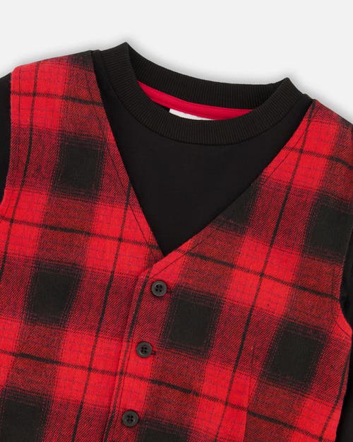 Deux Par Deux T-shirt With Plaid Vest In Black