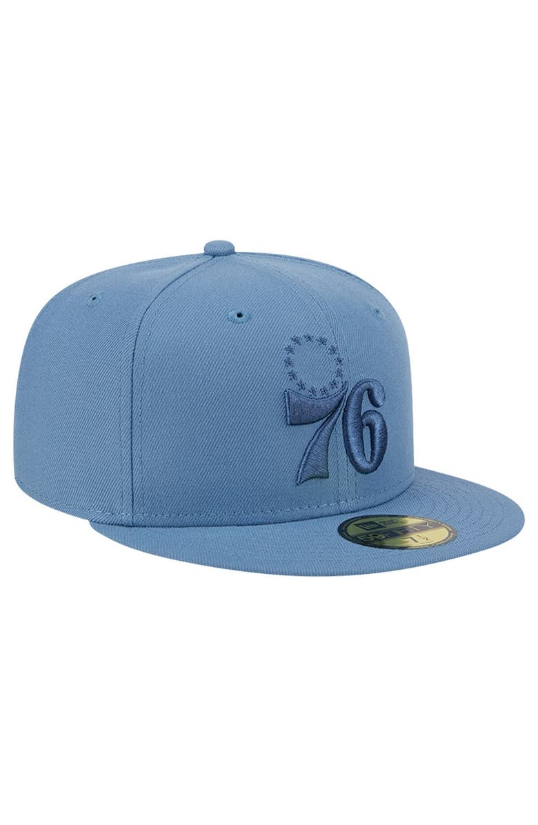 New Era Men's New Era Blue Philadelphia 76ers Color Pack Faded Tonal 59FIFTY Fitted Hat, Alternate, color, 
