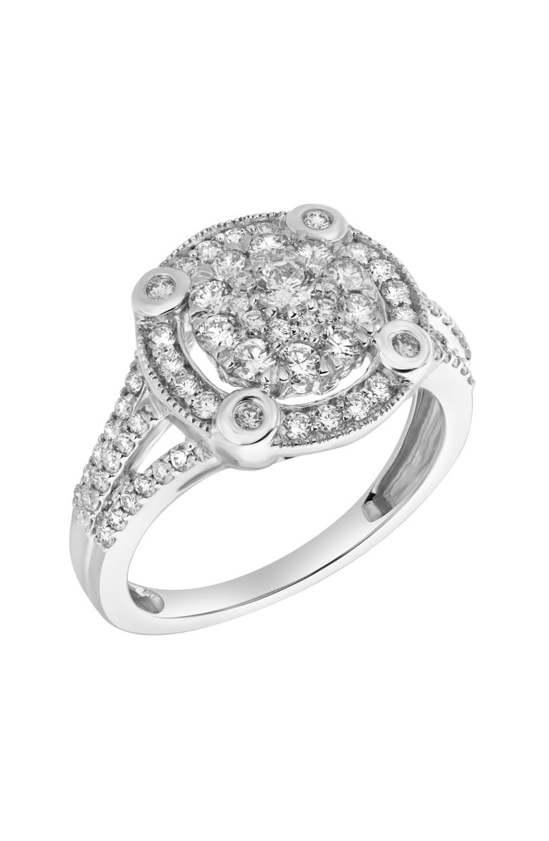 LuvMyJewelry Nebula 14K Gold Round Diamond Studded Halo Cluster Ring - 1cts, Alternate, color,