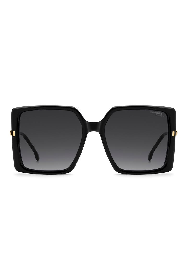 57mm Rectangular Sunglasses, Main, color, BLACK GOLD/ DARK GREY