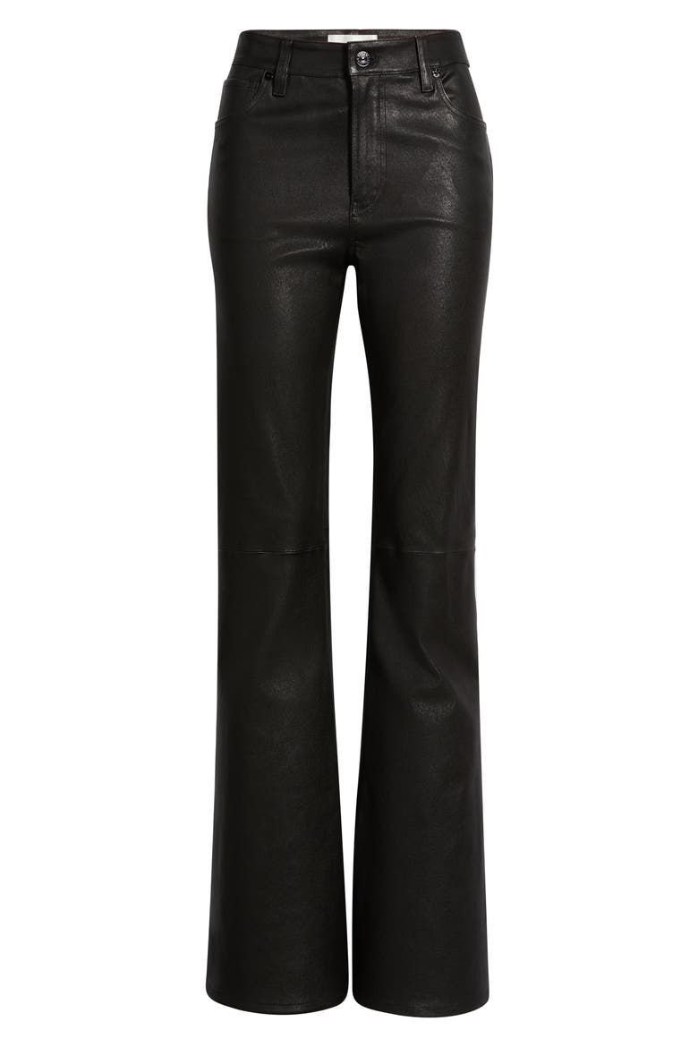The Leather Flare Pants, Alternate, color, BLACK
