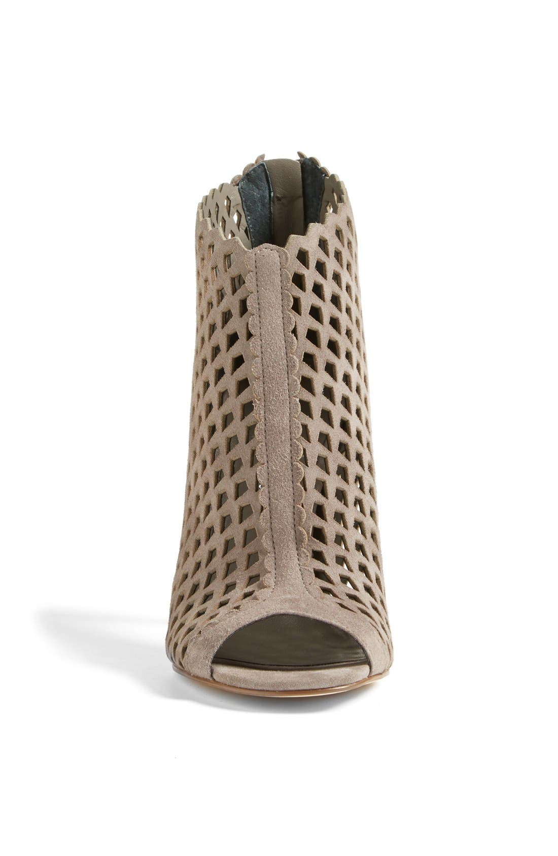 'Didia' Cutout Cage Open Toe Suede Bootie, Alternate, color, SMOKE