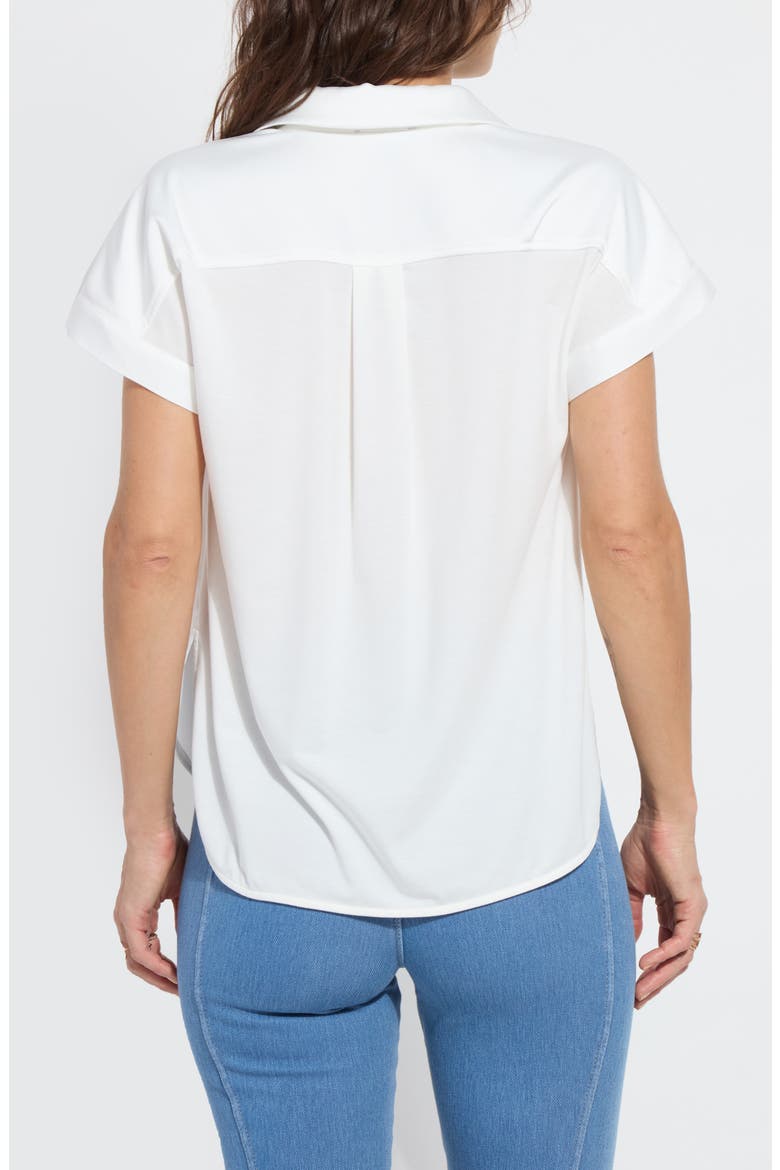 Amaya Short Sleeve Knit & Woven Shirt, Alternate, color, OFF WHITE
