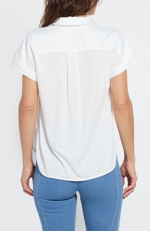 Lyssé Amaya Short Sleeve Knit & Woven Shirt In Off White