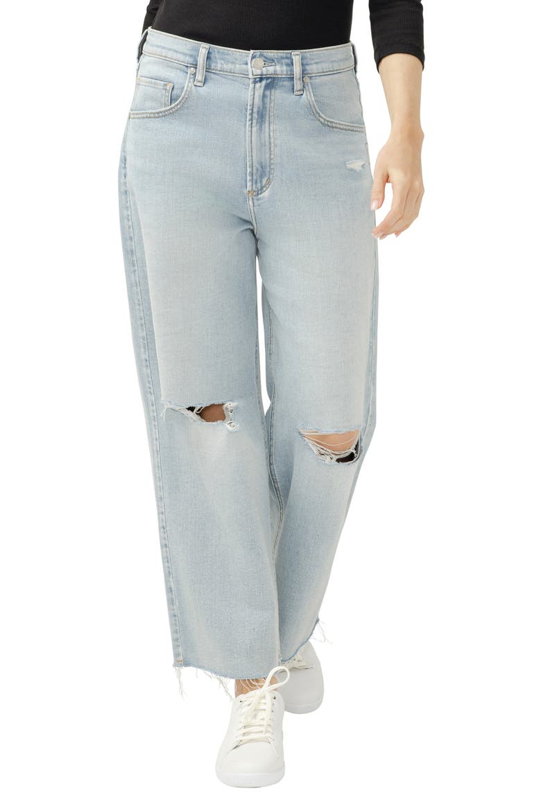 Be Easy Raw Hem Crop Wide Leg Jeans, Main, color, MALAGA