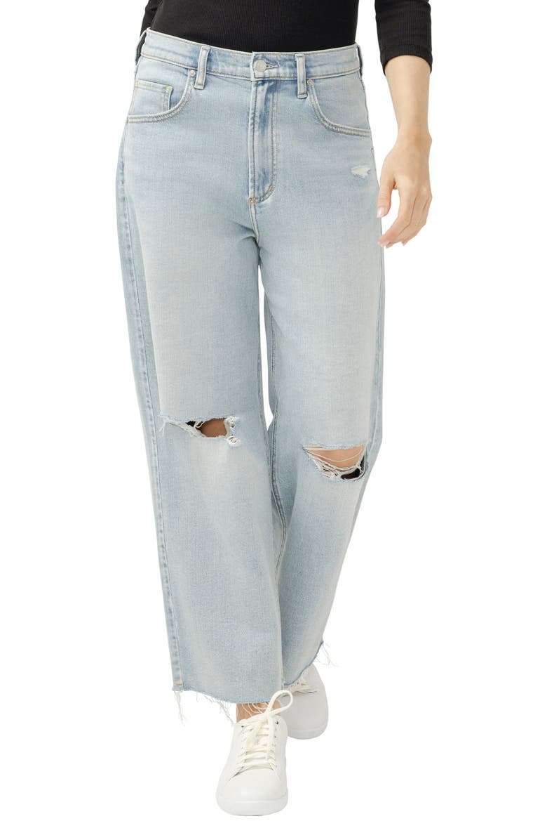 Silver Jeans Co. Be Easy Raw Hem Crop Wide Leg Jeans, Main, color, 