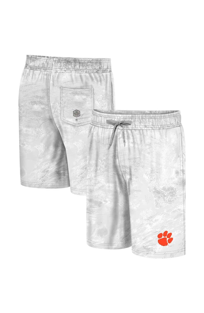 COLOSSEUM Men's Colosseum White Clemson Tigers Realtree Aspect Ohana Swim Shorts, Main, color,