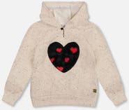 Deux par Deux Glittering French Terry Hoodie with Heart Applique