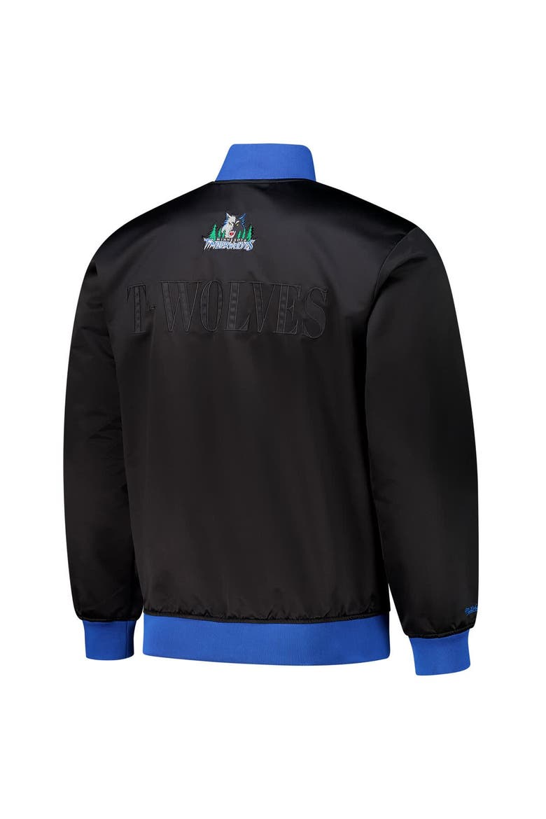 Men's Mitchell & Ness Black Minnesota Timberwolves Hardwood Classics Team OG 3.0 Lightweight Satin Full-Snap Jacket, Alternate, color, Black
