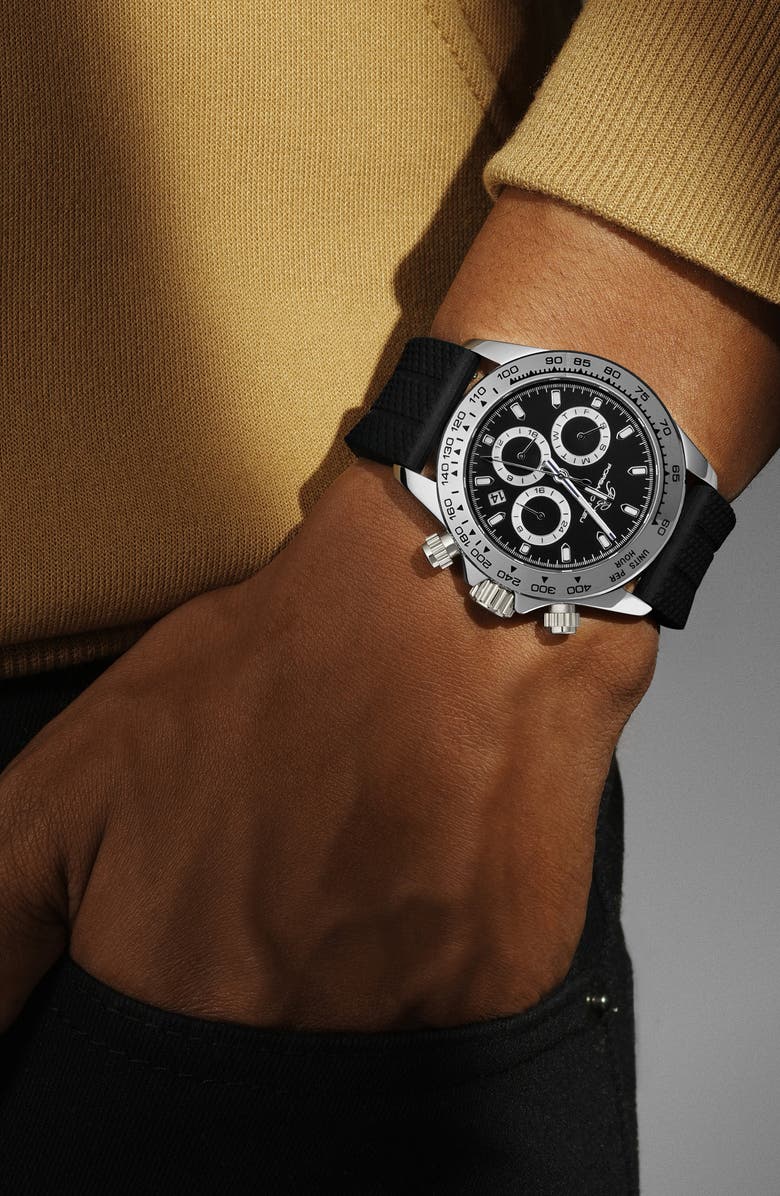 PORSAMO BLEU Preston Silicone Strap Multifunction Watch, 41mm, Alternate, color, Black