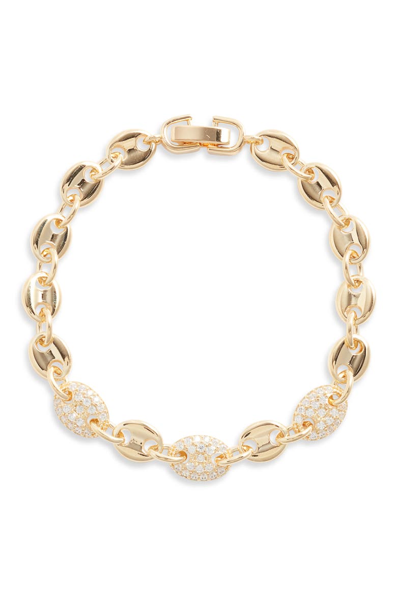 Mariner Chain Bracelet, Main, color, CLEAR- GOLD