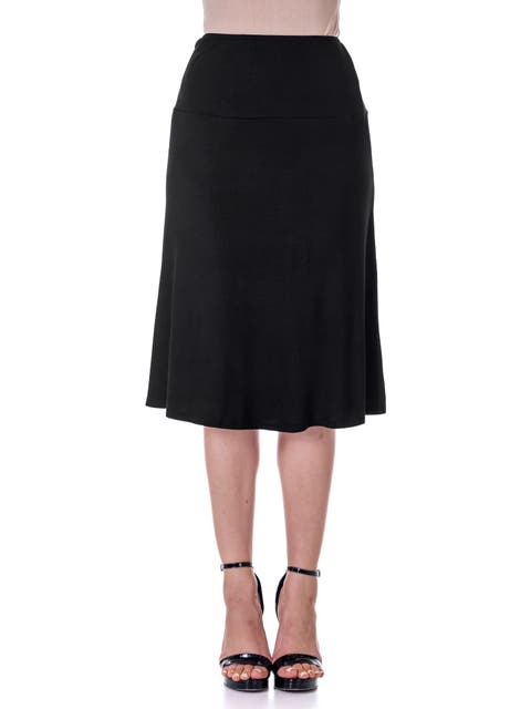 Petite A Line Elastic Waist Knee Length Skirt