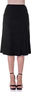24seven Comfort Apparel Petite A Line Elastic Waist Knee Length Skirt