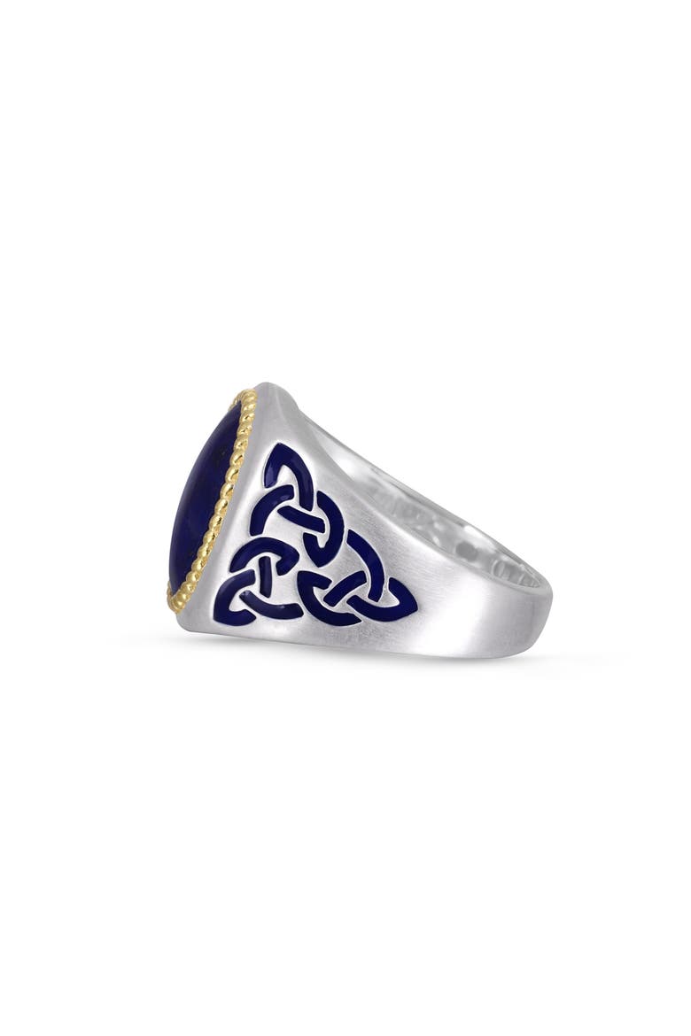 Lapis Lazuli Sterling Silver Men Signet Ring With Enamel, Alternate, color, Blue