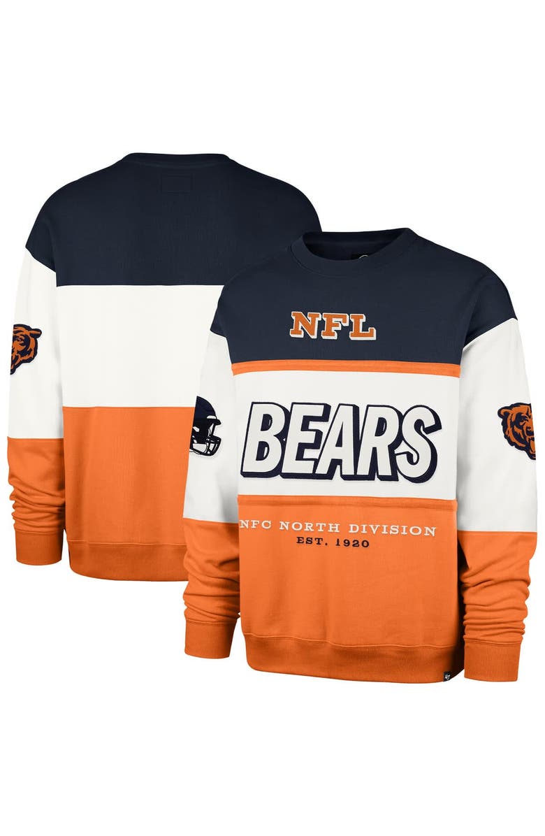 '47 Men's '47 Navy/Orange Chicago Bears Breeze Maximalist Sweatshirt, Main, color, Navy
