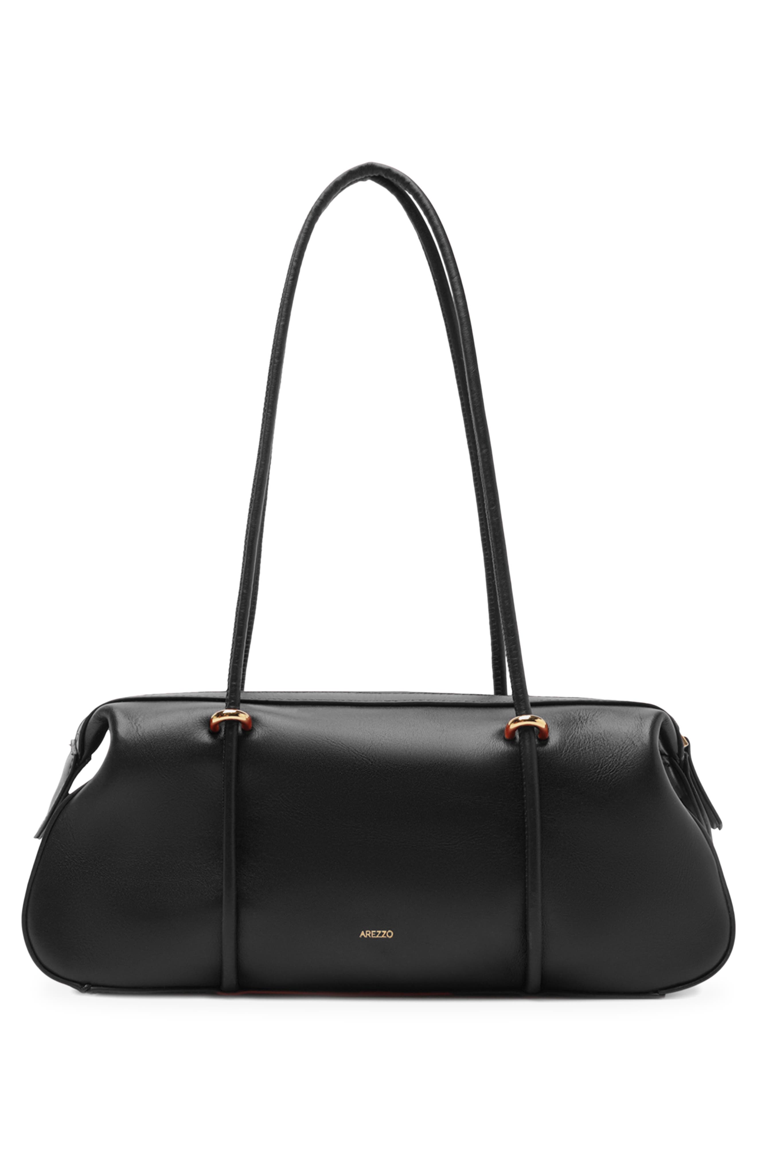 Sarah Medium Leather Shoulder Bag, Alternate, color, BLACK