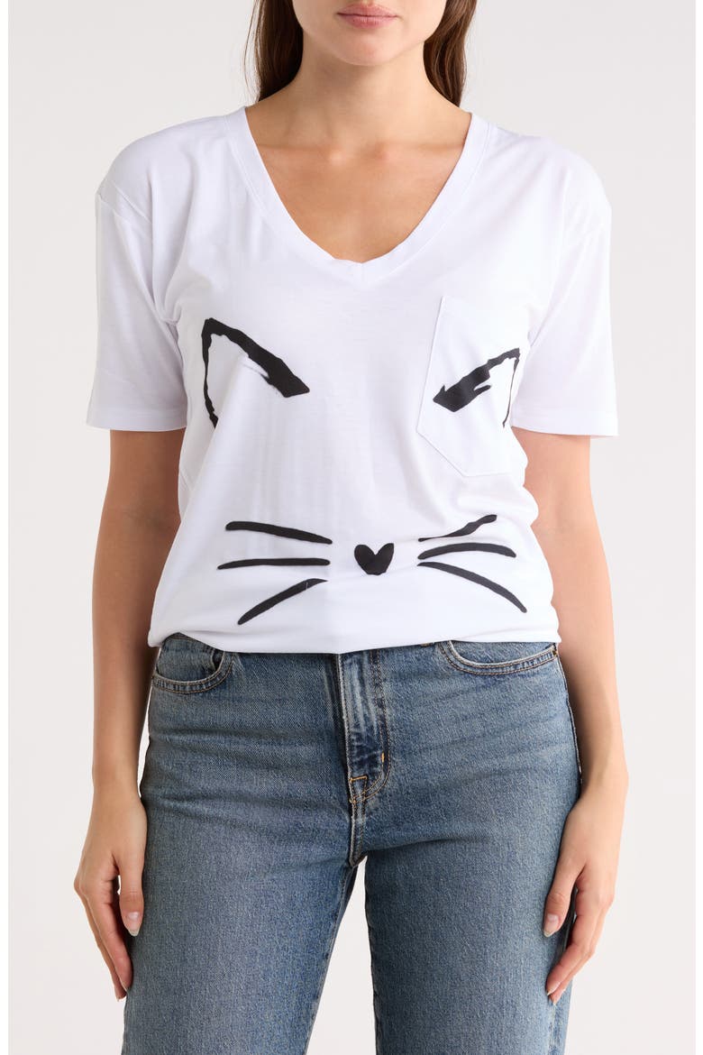 V-Neck Pocket Graphic T-Shirt, Main, color, IVORY PRINT 1