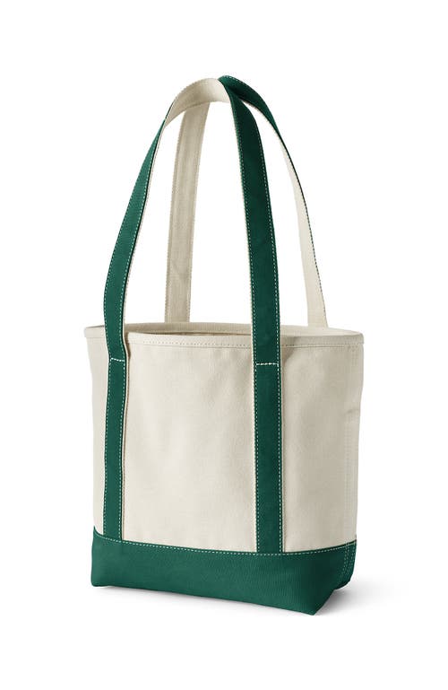 Lands' End Open Top Long Handle Canvas Tote Bag In Natural/bright Spruce