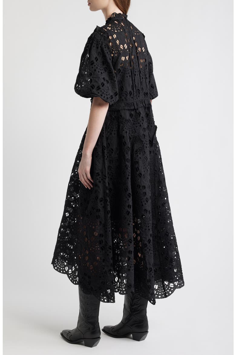Odette Eyelet Embroidered Dress, Alternate, color, BLACK
