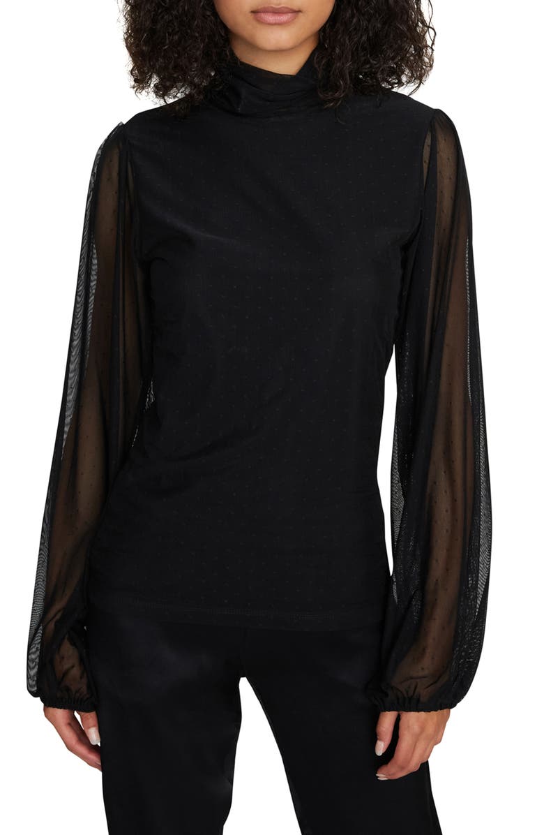 Sanctuary Spot the Signs Flocked Dot Mesh Top, Main, color, 