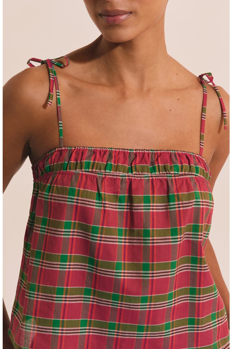 Vagabonde Plaid Cotton Pajama Camisole, Alternate, color, FUCHSIA